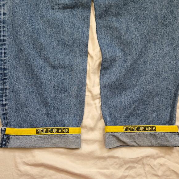 Vtg Pepe Jeans UK Jeans Mens 36x33 Medium Wash Baggy Y2K Skater Minor Wear - Picture 4 of 16